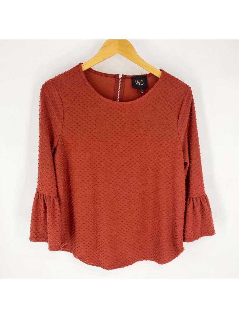 W5 Made in USA Textured Blouse Bell Sleeves Boho Medium